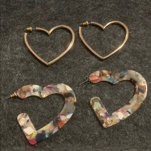 Heart-Shaped Hoop Earrings Set